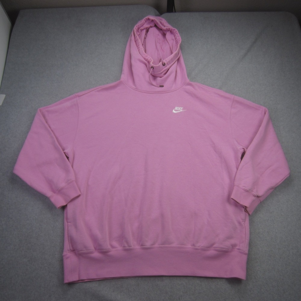 Nike Hoodie Womens‎ Medium Pink Funnel Neck Hoodie Swoosh Oversized Sweatshirt
